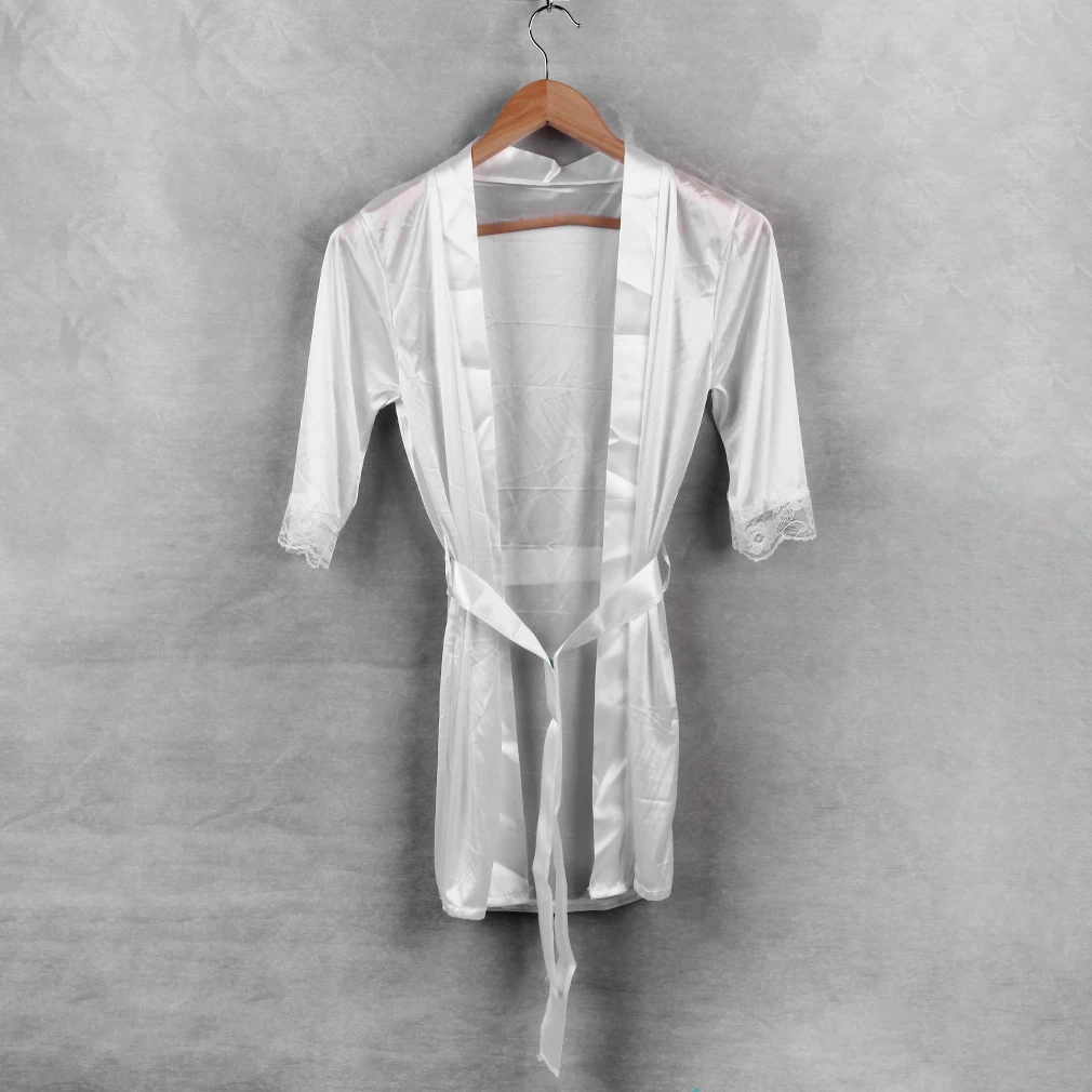 1 комплект женское сексуальное белье Babydoll Халат + стринги атласная кружевная