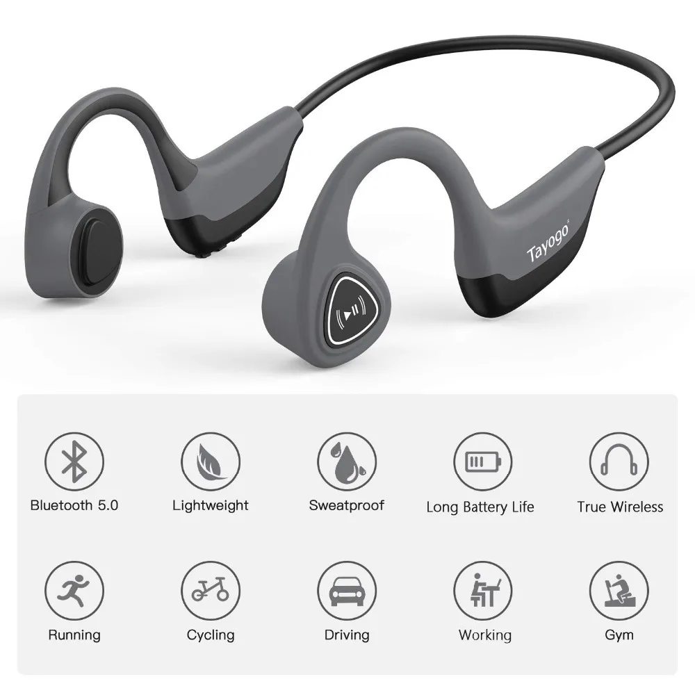 Tayogo S2 Bluetooth 5,0 Беспроводной наушники костной проводимости Спорт на открытом воздухе с защитой от пота, гарнитура с микрофоном, гарнитура