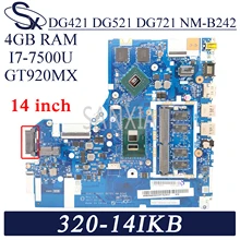 KEFU NM-B242 Laptop motherboard for Lenovo Ideapad 320-14IKB (14-Inch) original mainboard 4GB-RAM I7-7500U GT940MX