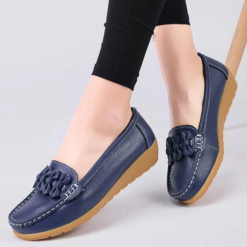 Обувь на плоской подошве Женские лоферы с бантом Повседневная обувь из