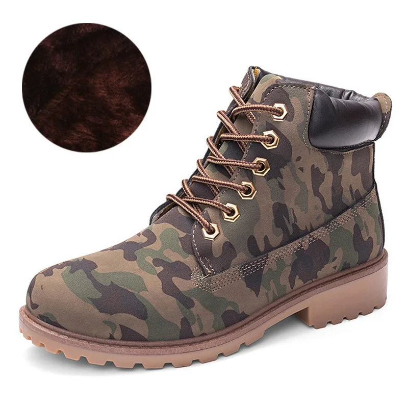 Camouflage fur Модные мотоциклетные ботинки; женские ботильоны; Ботинки martin; женская обувь; сезон осень-зима; женские теплые зимние ботинки на меху; Botas Mujer - Цвет: Camouflage fur