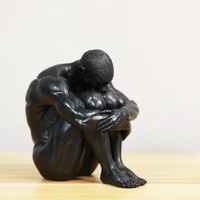 nordic style resin art naked man sitting posture holding arms legs statue birthday gift desktop sculpture decoration home decor