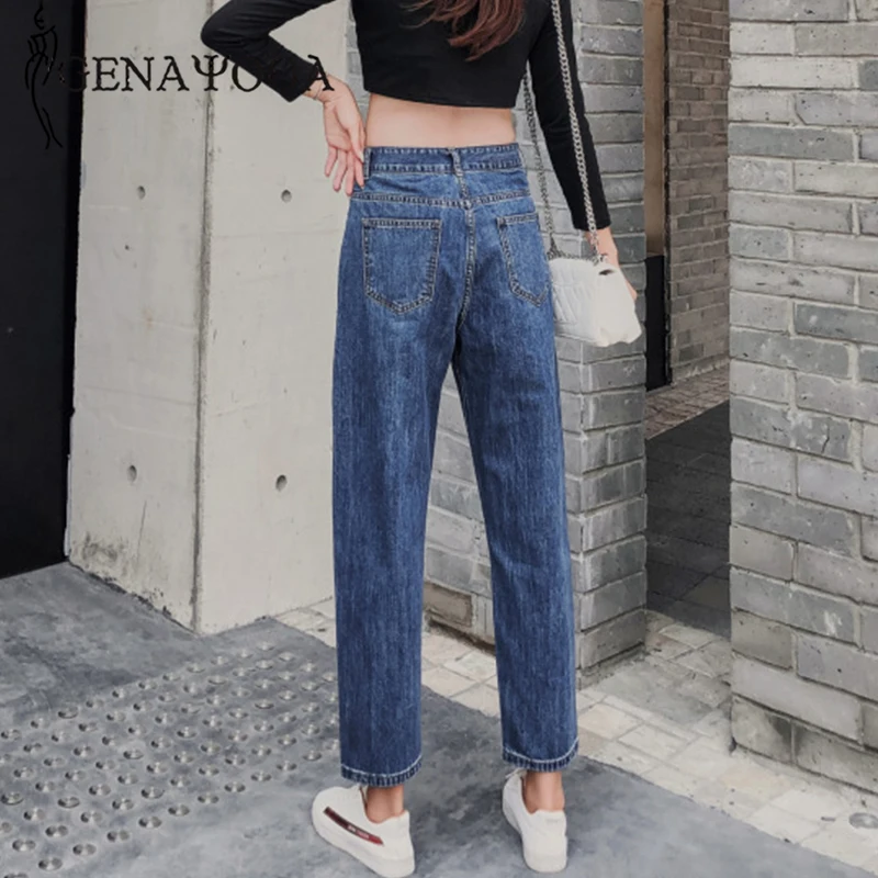 

Genayooa Vintage Jeans Women Causal High Waist Jeans Streetwear Boyfriend Jeans for Women Demin Harem Pants