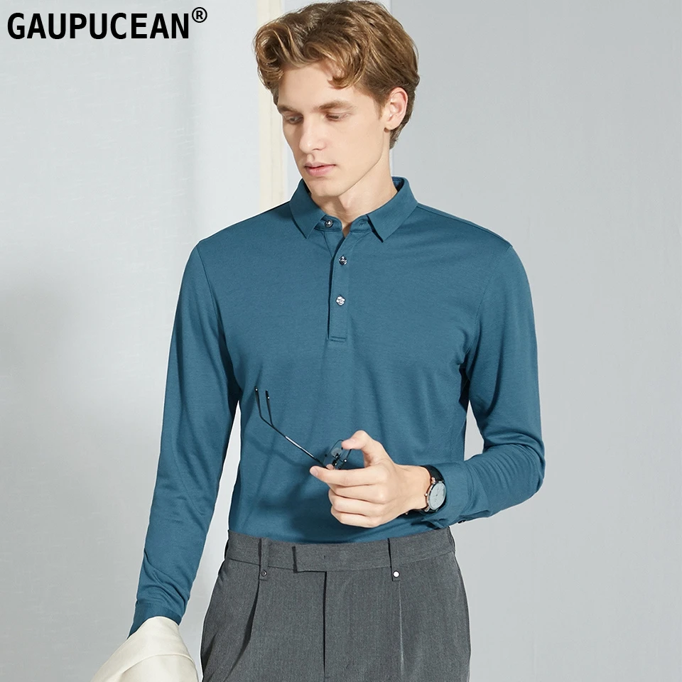 Рубашка поло Lyocell Мужская шерстяная мягкая формальная сорочка с длинными