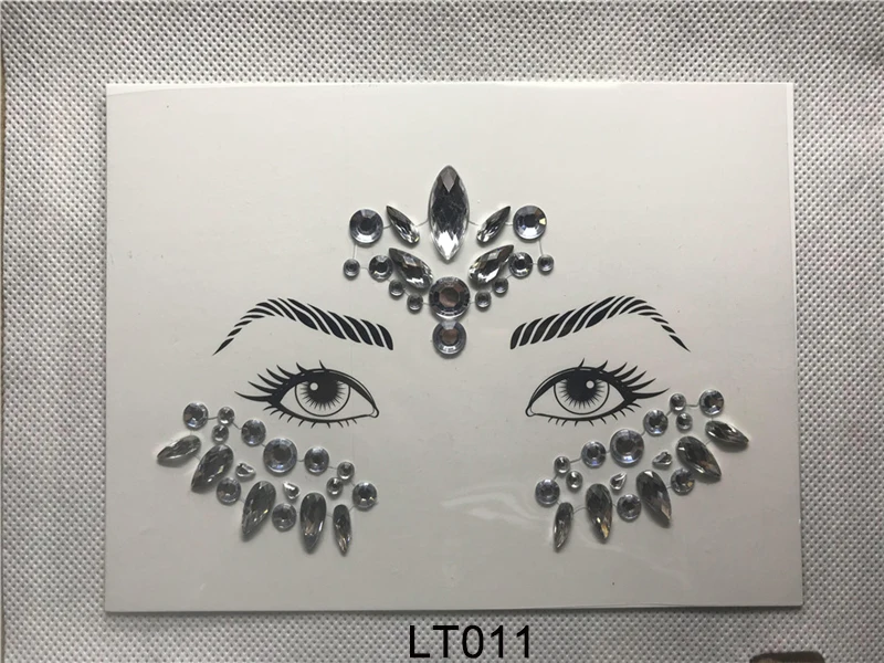 LT011 Временные Стразы, блестящие тату-наклейки, украшения для лица, драгоценные камни, праздничные вечерние украшения для макияжа, украшения для тела, флэш-поддельные временные татуировки - Цвет: LT011