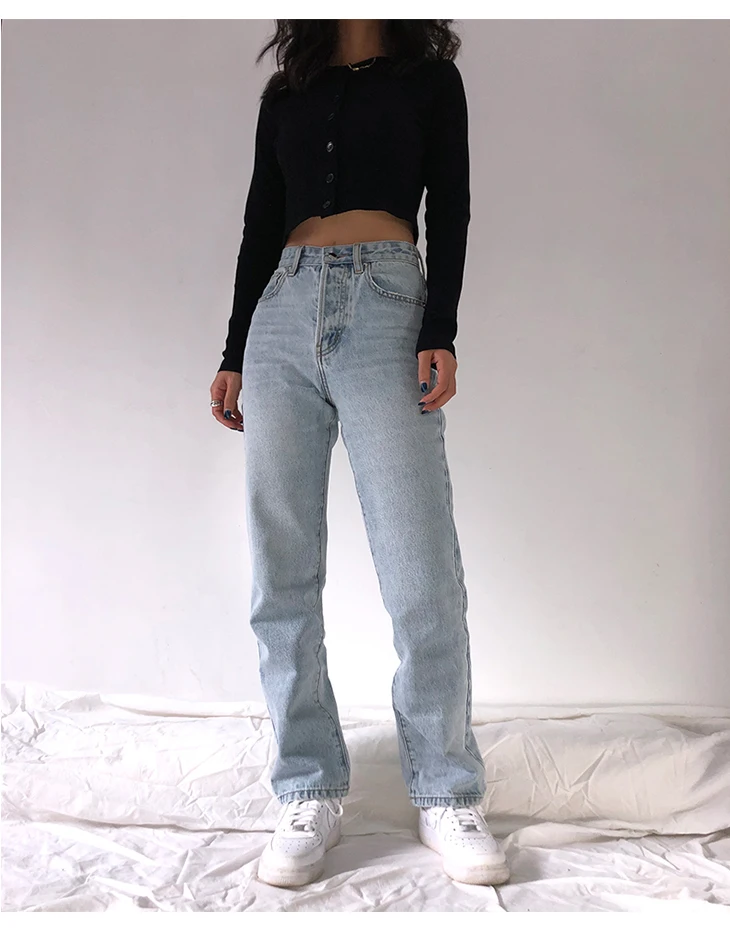 

2021 High Waist Loose Comfortable Jeans For Women Plus Size Fashionable Casual Straight Pants Mom Jeans Washed Boyfriend Jeans