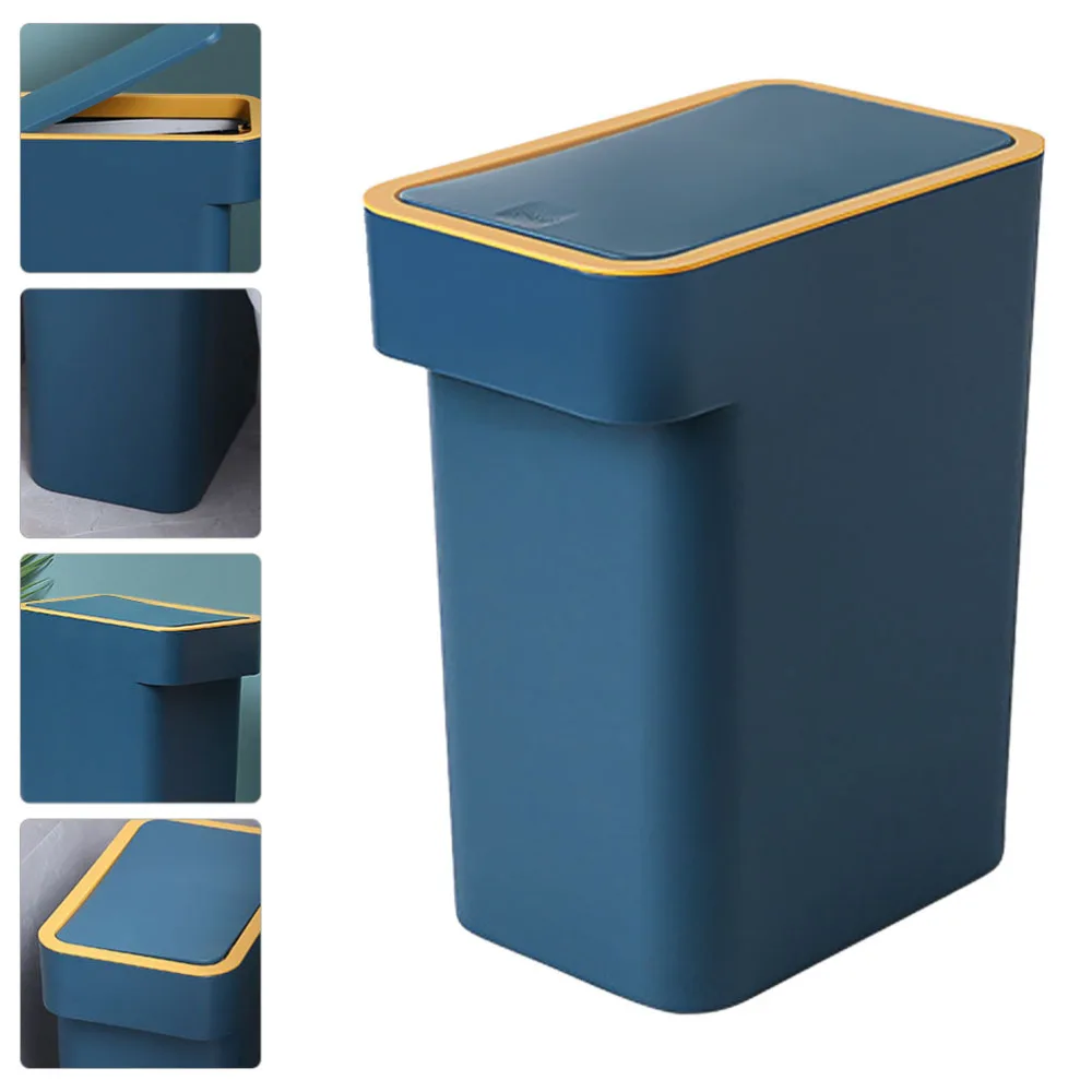 

1PC Household Press Type Garbage Can Simple Clip Seam Trash Can with Cover(Blue)