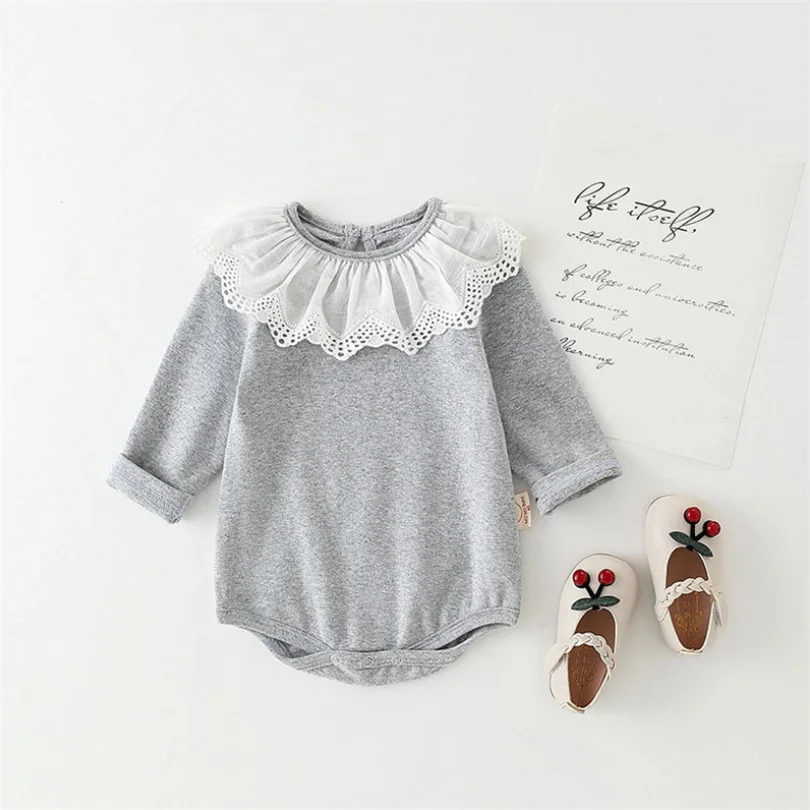 Комбинезон для новорожденных девочек кружевная Весенняя детская одежда с