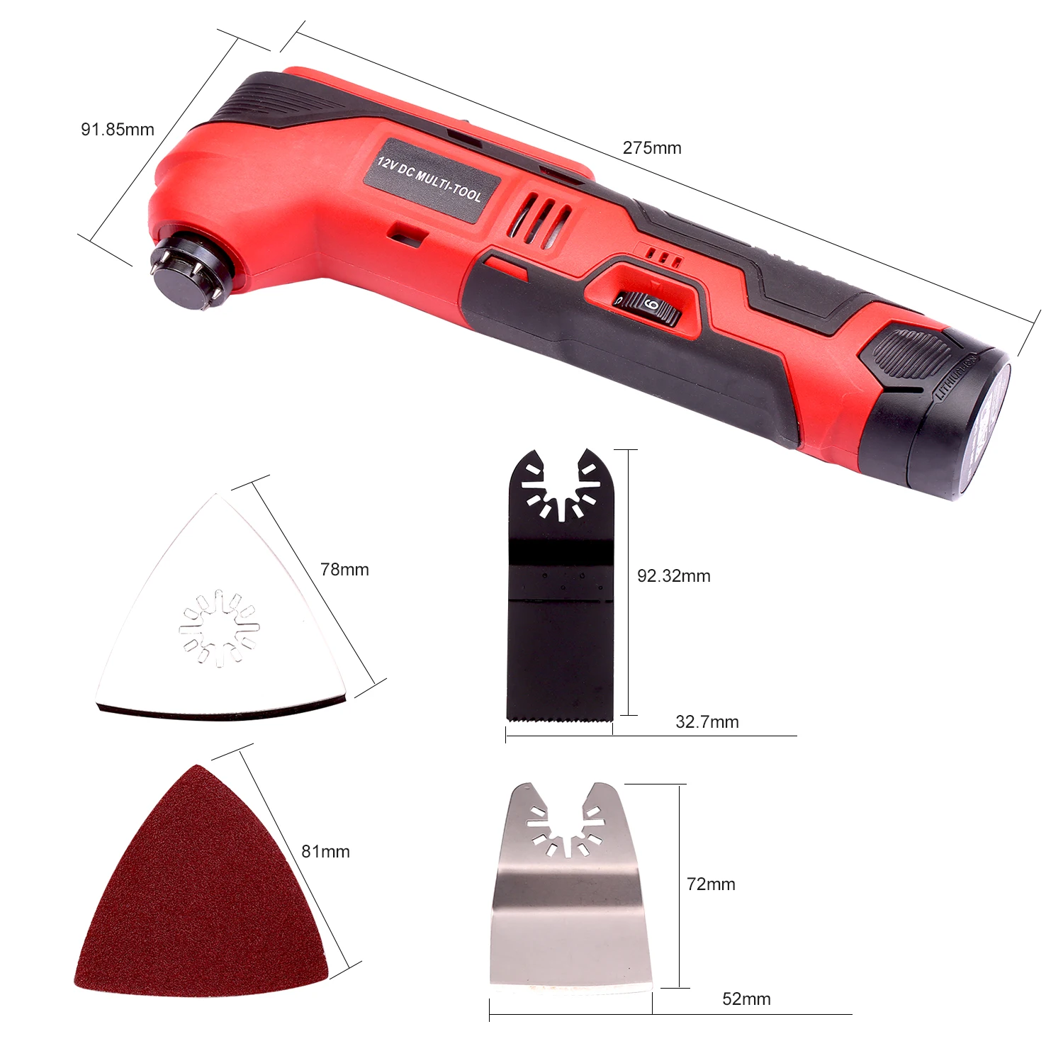 

Oscillating Tool 12V Lithium Ion Cordless Oscillating Multi Tool 2.0Ah Fast Charging 6 Variable Speed With 5 Oscillation Angle