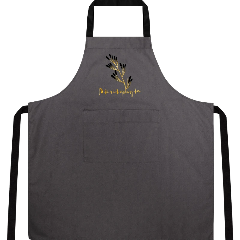 

Senyue bronzing leaf kitchen apron cotton bronzing English printing creative coffee tea restaurant overalls kitchen apron