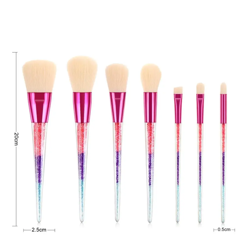 Набор кистей для макияжа с кристаллами 7 шт. кисточки теней век бровей прозрачные