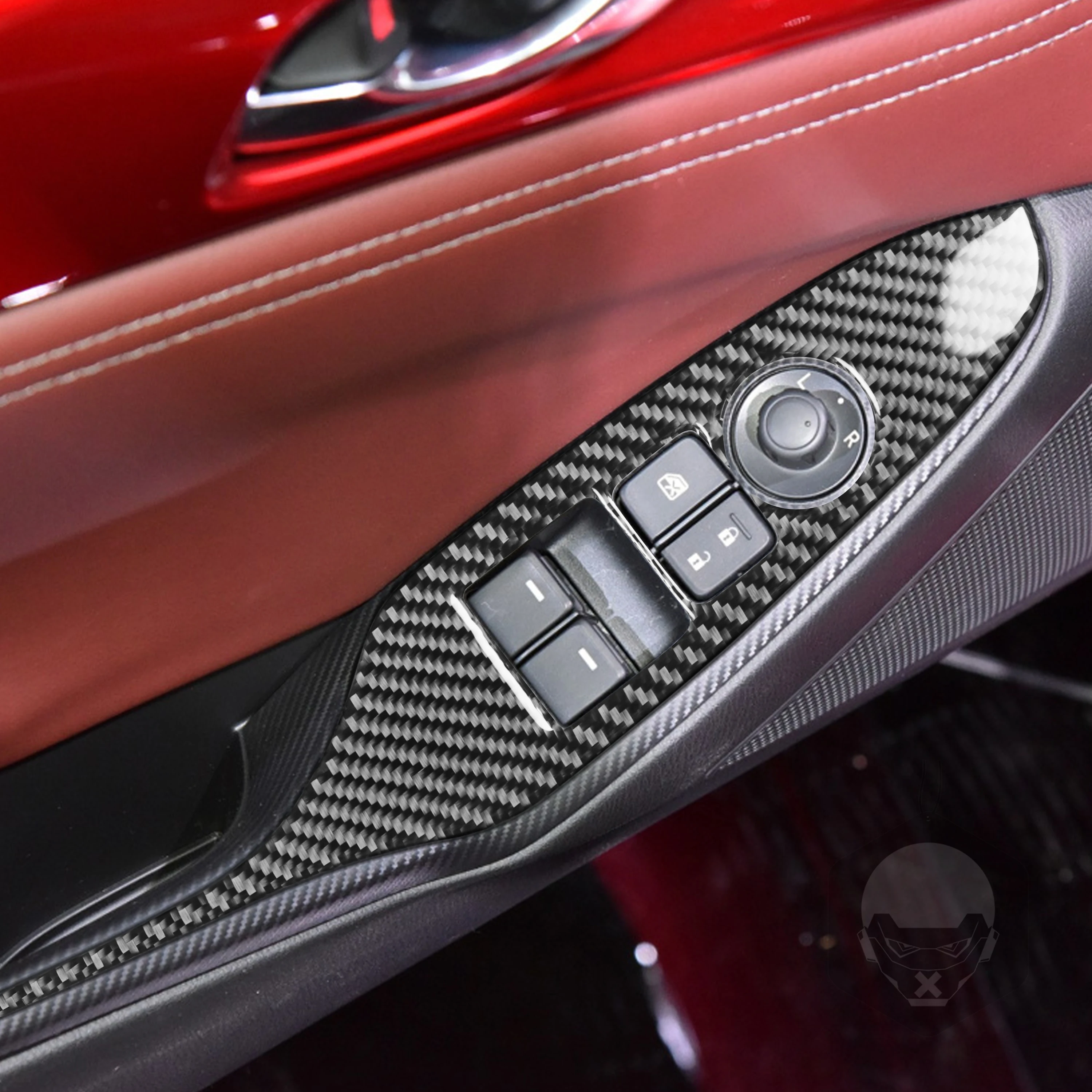 

Carbon Fiber Interior Cover Stickers For Mazda MX-5 Miata Roadster 2016+ MX5 ND Steering AC Button Gear Box Auto Car Accessories