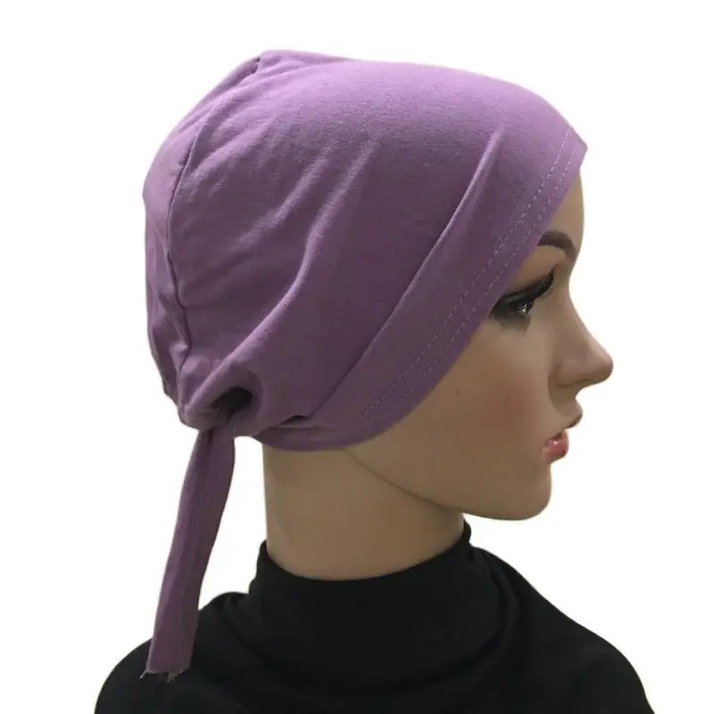 

Various Colors Full Cover Cotton Tie Back Underscarf Muslim Hats Headband Inner Caps Islam Headband Bonnet