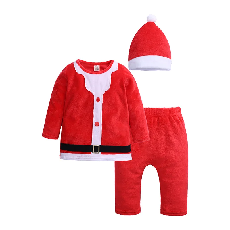 Children Christmas costumes boy girl Santa suit jacket pants hat 3 piece 2020 new baby christmas outfit winter Kids clothes | Детская