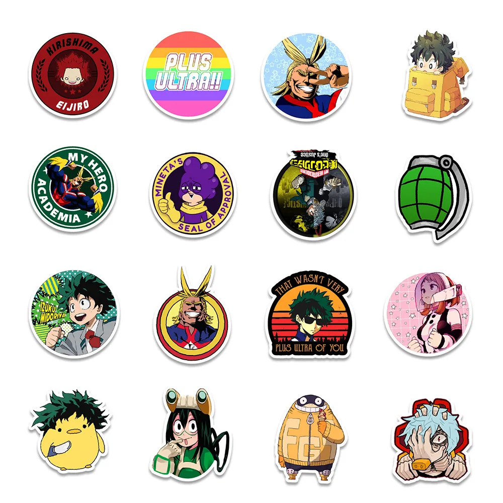 103050100pcs cartoon my hero academia anime stickers laptop phone izuku midoriya might boku no hero academia character decals free global shipping