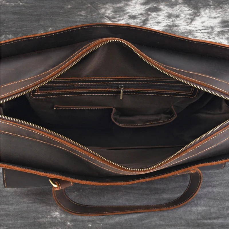 Большой Размеры кожа Портфели для 17 дюймовый ноутбук 100% натуральная крупного