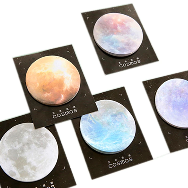 

free shipping 20packs Post-it note Earth moon celestial observation Space round notes message notepad stickers memo stationery