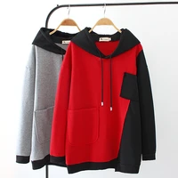 new plus size 4xl hooded sweatshirts women autumn winter fleece thicken splice tracksuits pullover female casual sportswear