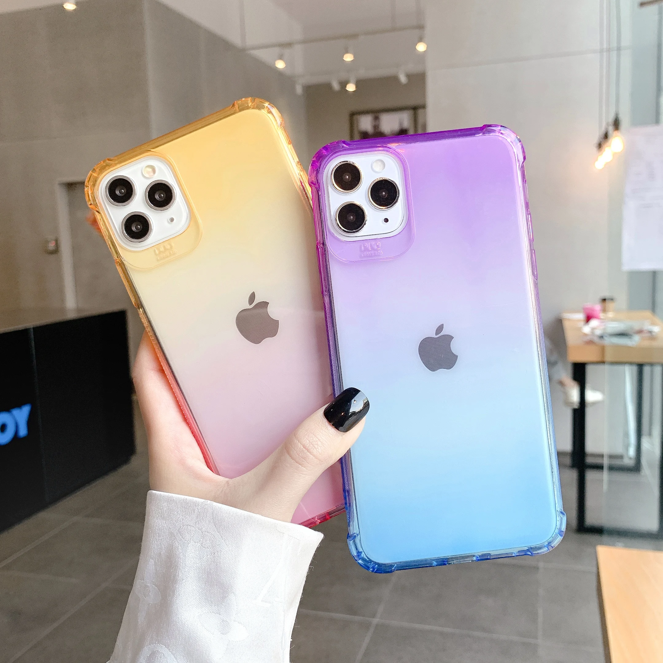 

Luxury Gradient Rainbow Shockproof Mobile Phone Cases Fundas Cover For iPhone 11 Pro Max X XS XS max XR 7Plus 8Plus 7 8 6S SE