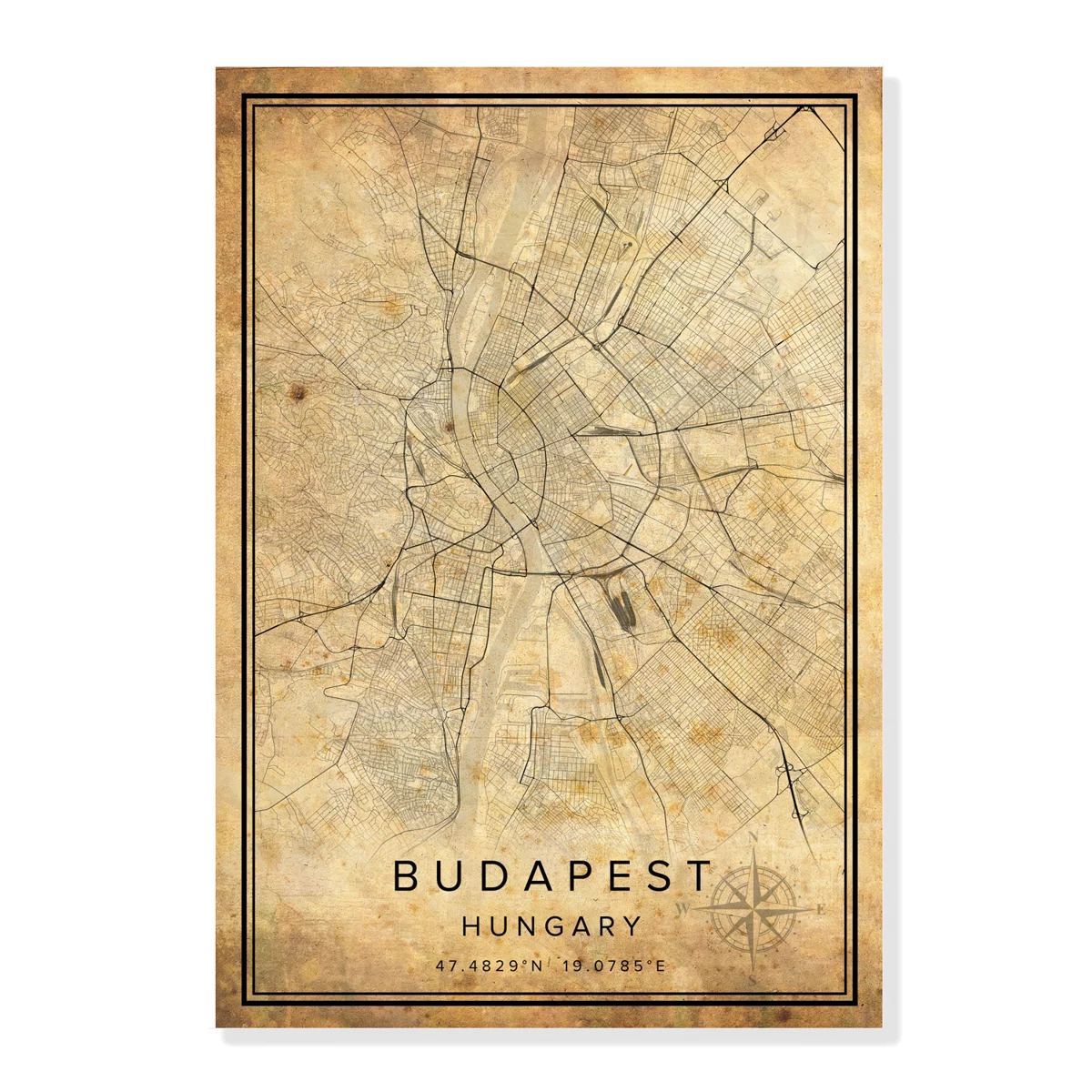Винтажная Карта города Будапешт печатная карта венгрийского Дорожная плакат