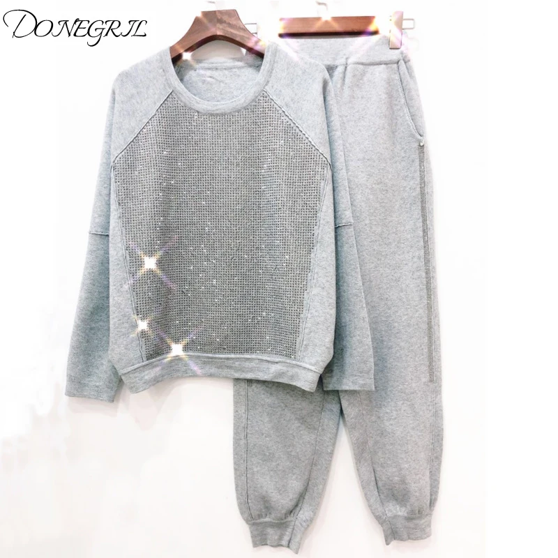 2019 Новинка зимы с круглым воротником и длинными рукавами для Для женщин костюм