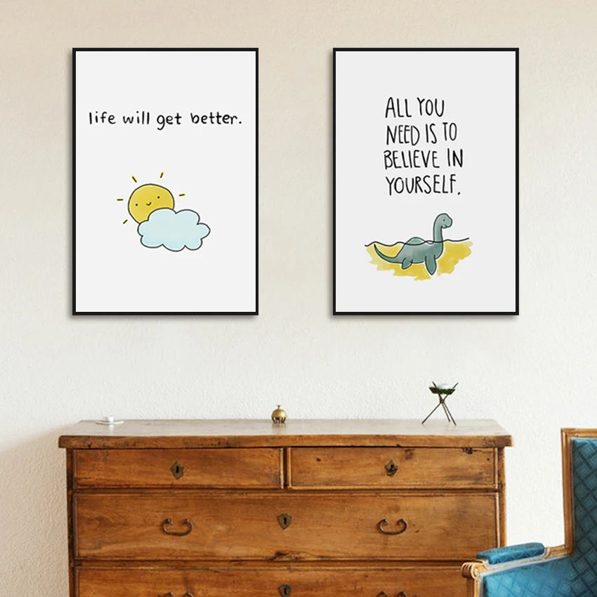

Cartoon Posters Balloon Sun Banana and Bee Canvas Painting Wall Pictures for Modern Life Home Decor Prints Wall Art Mural