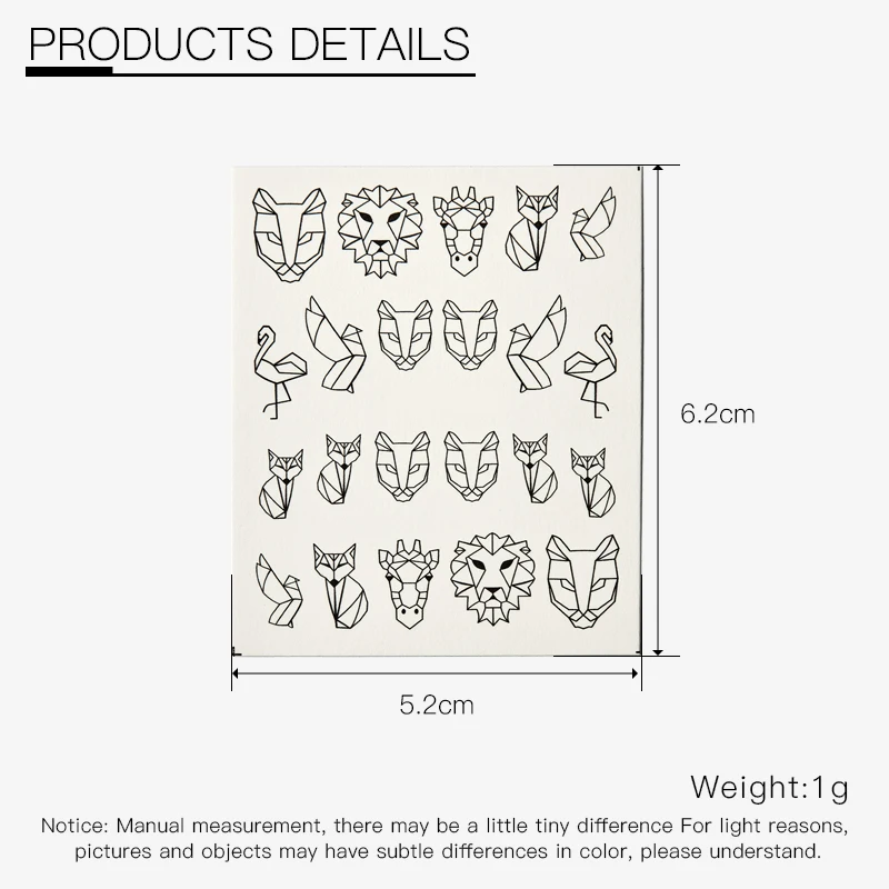 1 лист наклейки для переноса воды черные линейные Мультяшные животные Дерево