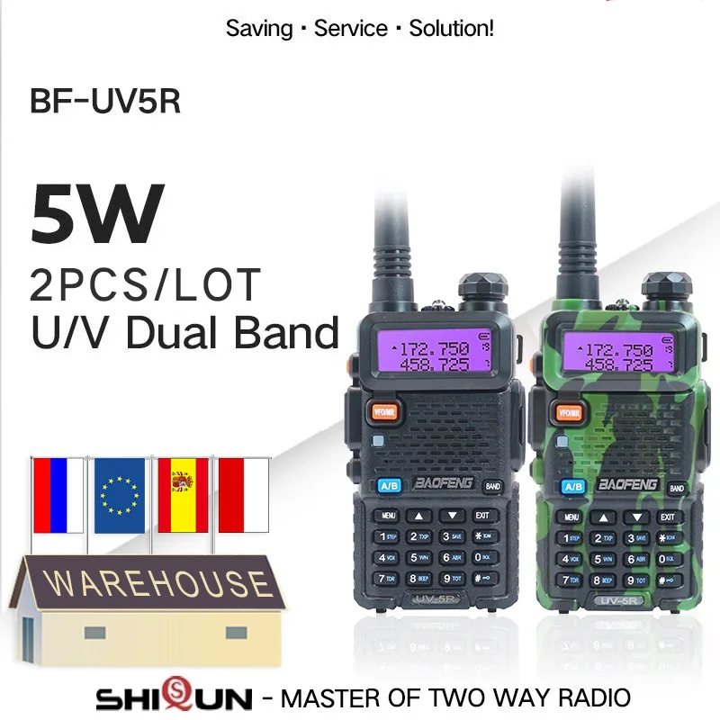 

1/2PCS Baofeng BF-UV5R Amateur Radio Portable Walkie Talkie Pofung UV-5R 5W VHF/UHF Radio Dual Band Two Way Radio UV 5r CB Radio