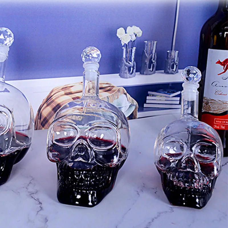 

Flask Alcohol Whiskey Petacas Crystal Skull Head Bottle Wine Glass Shooter Vodka Alcohol Tea Drinking Bar Decanter Hip Flasks