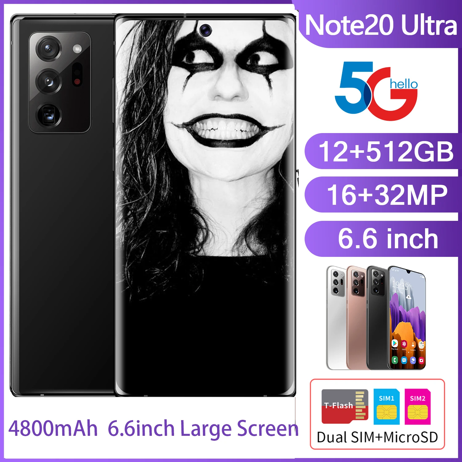 

2021 New Sell Well Fashion 5G Smartphone 12GB+512GB for Samsung Galaxy Note20 Ultra Cellphone Apple Huawei Xiaomi Mobile Phone
