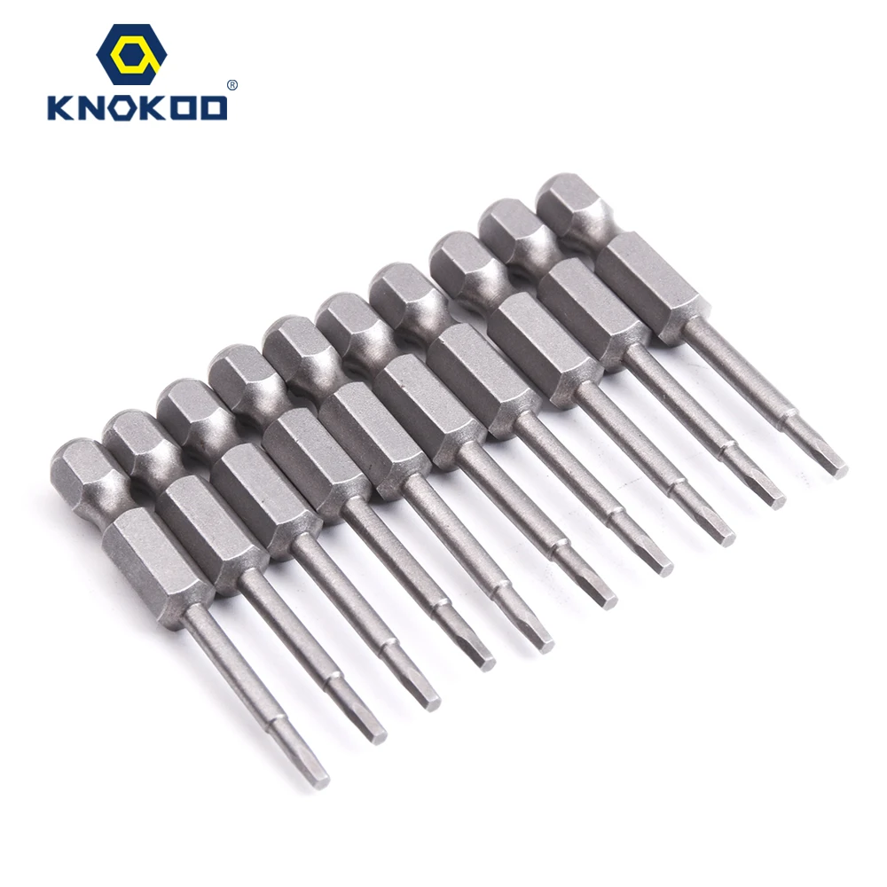 KNOKOO, 10 шт./лот, шестигранный хвостовик, отвертка, сверло, длина 50 мм, отвертка, биты S1/4 с шестигранной головкой