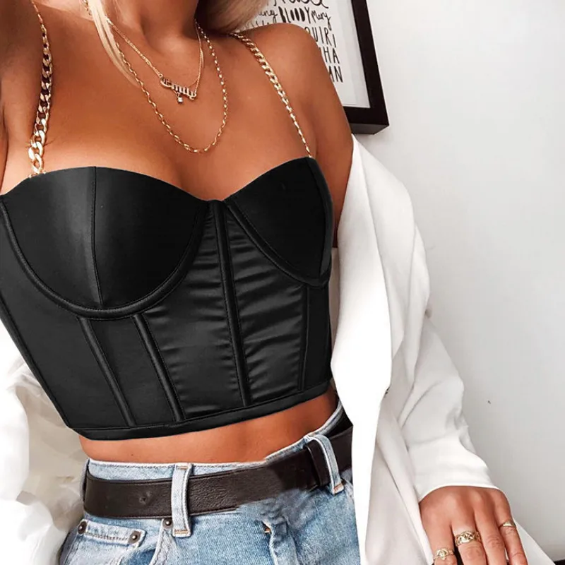 Женская летняя одежда черный облегающий Топ без рукавов с глубоким вырезом и