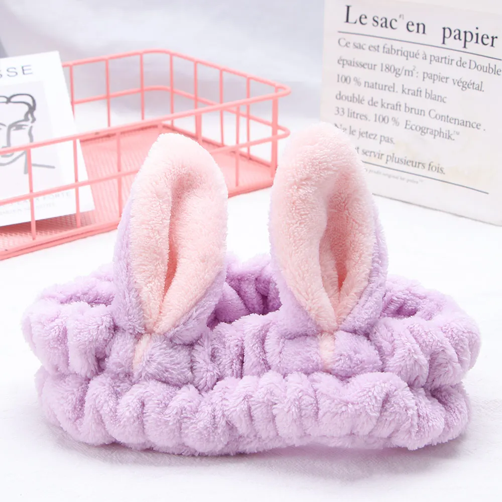 

1Pcs Fashion Women Girls Rabbit Ears Headband Elastic Headdress Hair Accessories Cotton Makeup Tools Washing Makeup Headwear