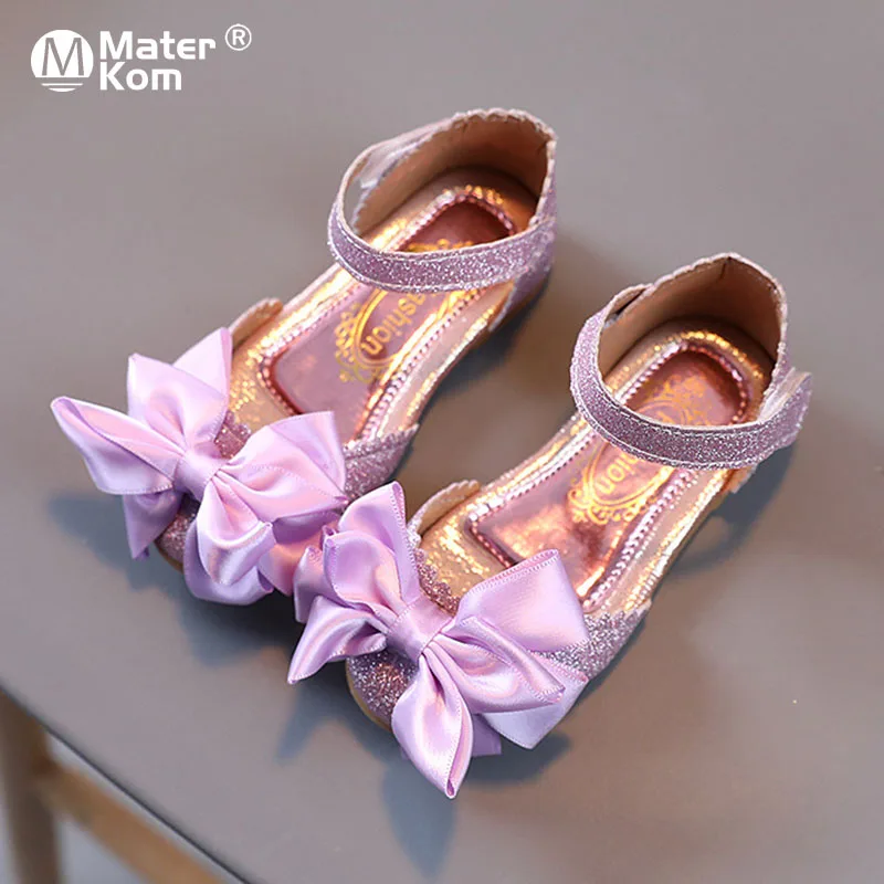 

Size 21-30 Soft Sole Sandals For Children Kids Bowknot Bright Leather Princess Shoes For Girls Non-slip Toddler Shoes For Baby