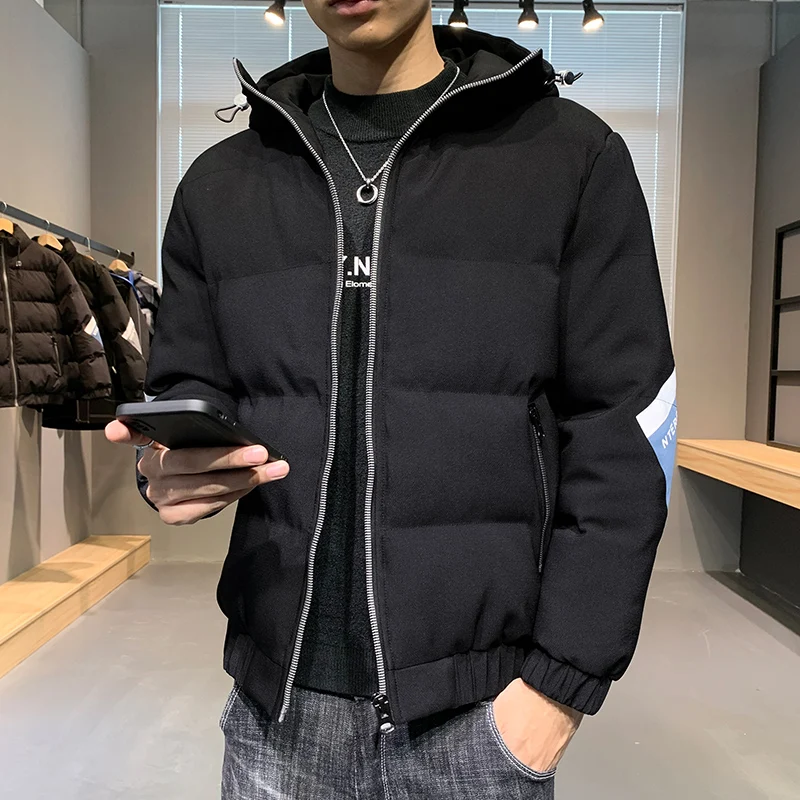 New 2022 Autumn Winter Thick Warm Parkas Mens Casual Hooded Cotton-Padded Jackets Streetwear Down Coats Male Loose Tops Clothing