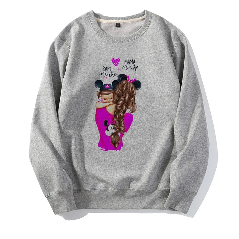 

YEMUSEED New mama baby mouse Printing Sweatshirt Round neck Sweatshirt Women's Tops FH028