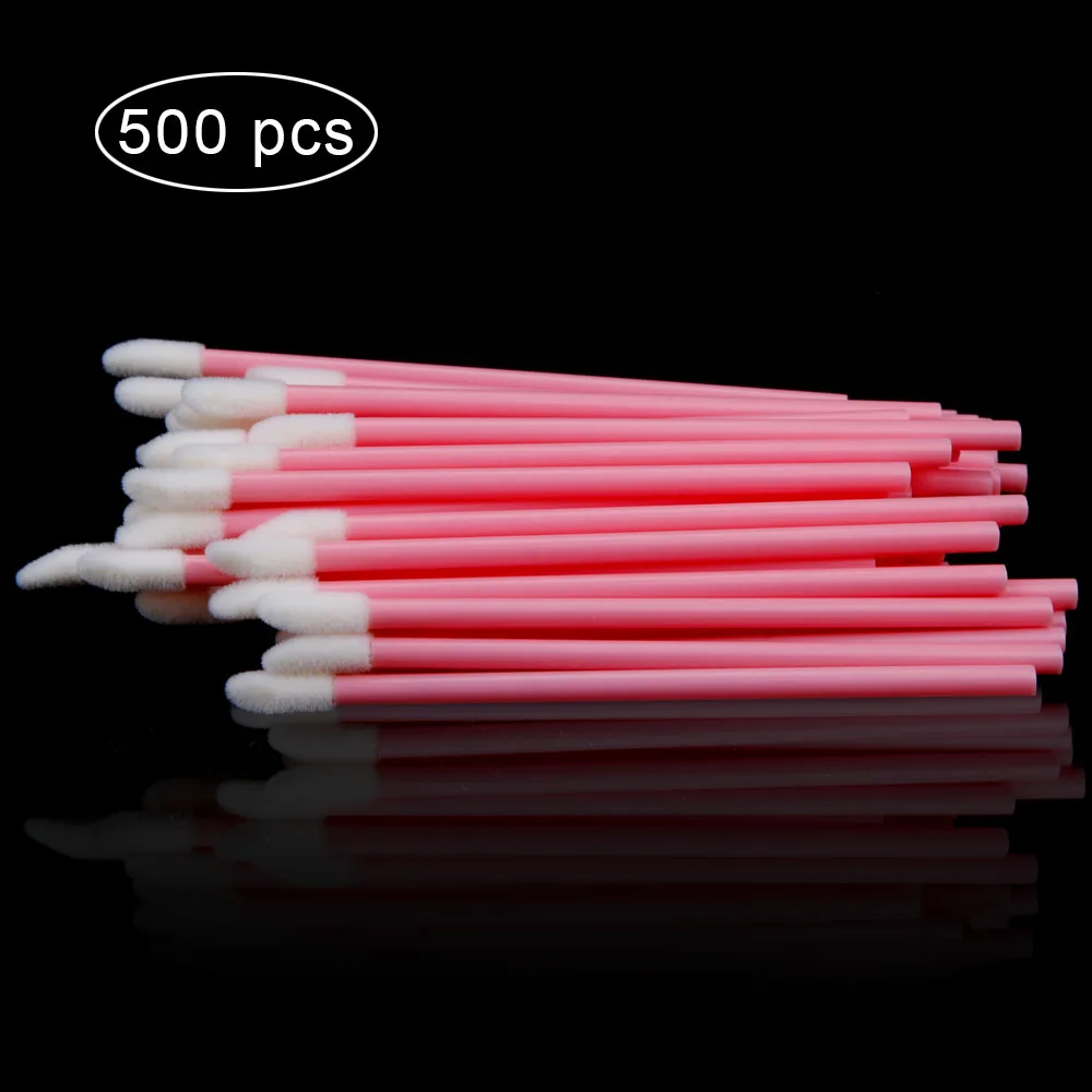 500pcs pink 500/1000 шт./компл. одноразовая кисть для губной помады палочка-аппликатор для блеска для макияжа, инструменты, кисти для макияжа для ресниц и бровей аксессуары - Цвет: 500pcs pink