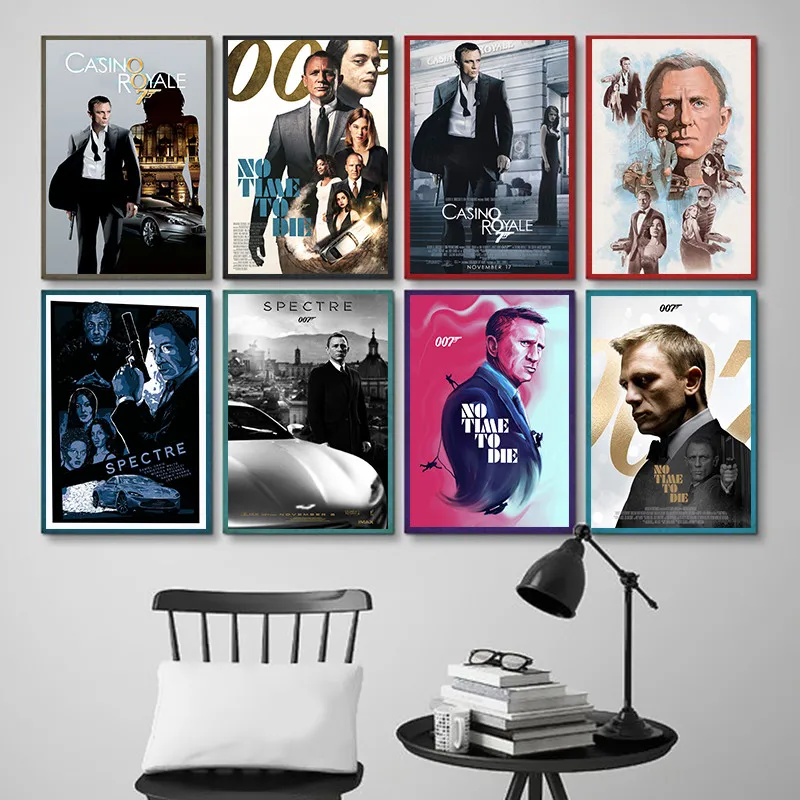 Классические фильмы 007 Картина на холсте настенный художественный печатный