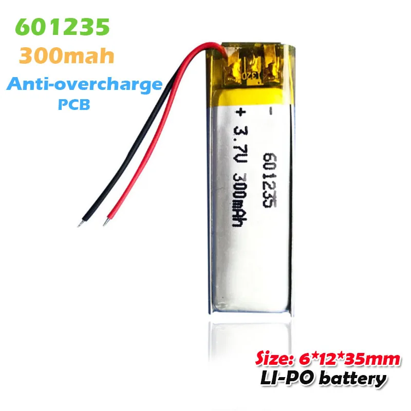 Перезаряжаемый литий полимерный аккумулятор 3 7 в 300 мАч 601235 для Mp3 Mp4 GPS наушников