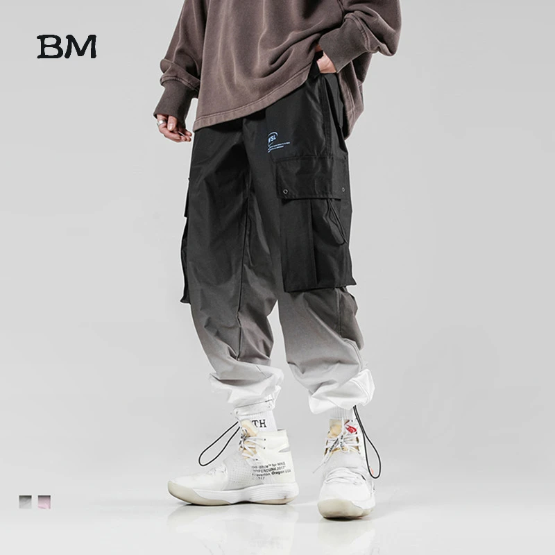 Fashion Gradient Reflective Pants Men High Quality Running Joggers Kpop Korean Style Trousers Hip Hop Streetwear Harem | Мужская одежда