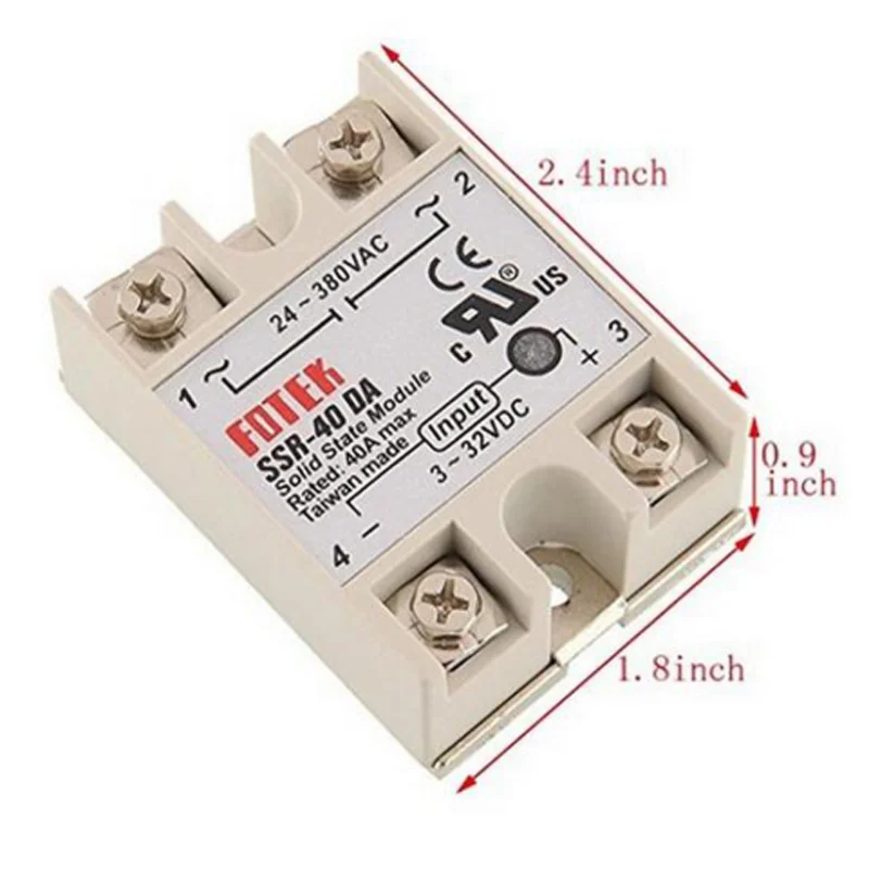 

50pcs/Lot SSR-40 DA Solid State Relay New DC to AC Solid State Relay Module for Arduino Temperature Controller 24V-380V 40A 250V