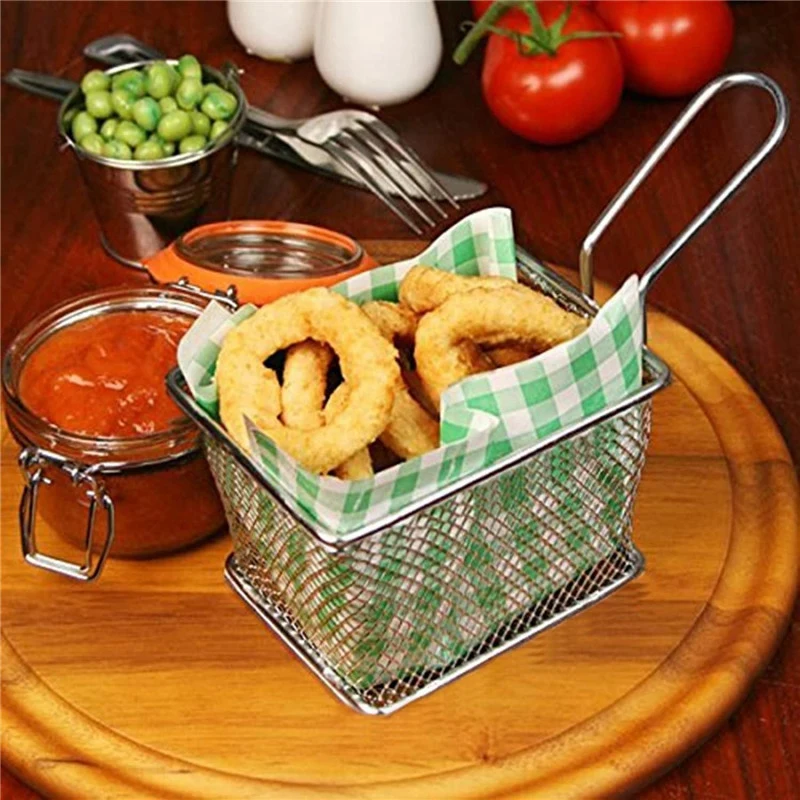 

Thickened Snacks Fried Mesh Basket Small Square French Fries Basket Multi-Purpose Kitchen Food Basket