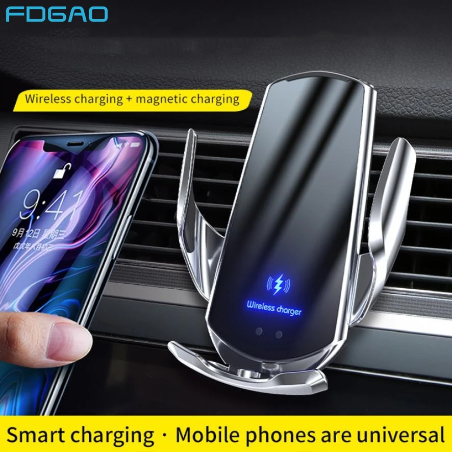 

Магнитное беспроводное автомобильное зарядное устройство 15 Вт, Автоматическая быстрая зарядка, держатель телефона для iPhone 14 13 12 11 XR X 8 Samsung ...