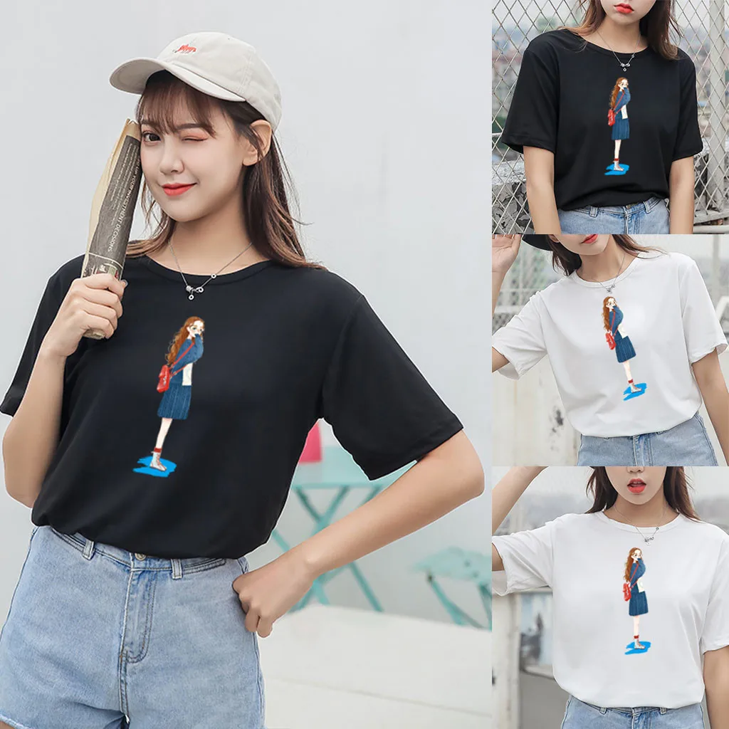 Женская дизайнерская футболка CHAMSGEND топ-бренд 2020 с принтом персонажа