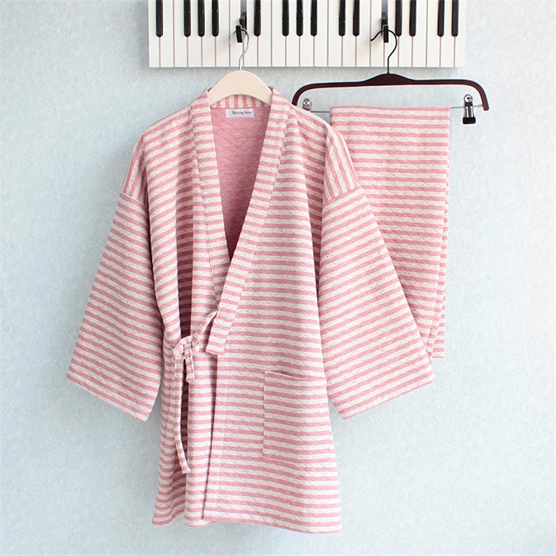 Зимние толстое кимоно пижамы для женщин свободные стеганые хлопковые Пижамные