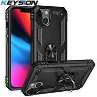keysion shockproof case for iphone 13 pro max 13 mini ring stand heavy protection phone back cover for iphone 12 11 pro max new