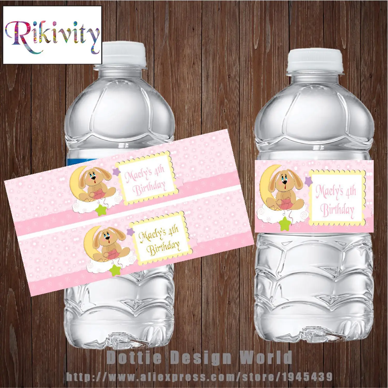 Rikivity 20 шт. персонализированные флаконы для воды в стиле принцессы мопса этикетки