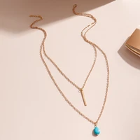 new trendy bohemian natural stone beads clavicle chain necklaces long sweater chain for women neck jewelry