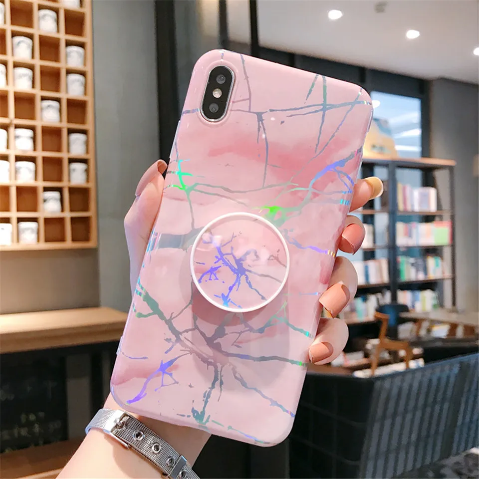 Мраморный чехол для телефона с держателем на палец Apple iPhone 6 подставкой X xs max XR 8 7