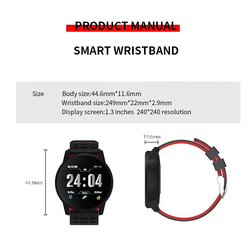 

119 PLUS Smart Band Blood Pressure Heart Rate Monitor Fitness Tracker Smart Fitness Bracelet Waterproof Remote Camera Wristband